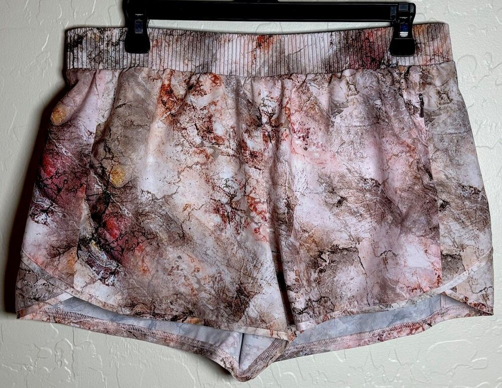 CALIA Womens Geodesic Rocks Birch Print 2 in 1 Running Shorts Small